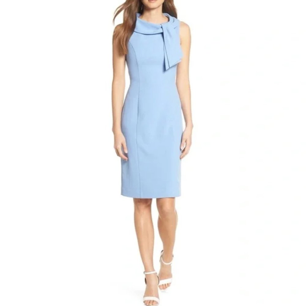 Harper Rose Neck-Tie Blue Sheath Dress